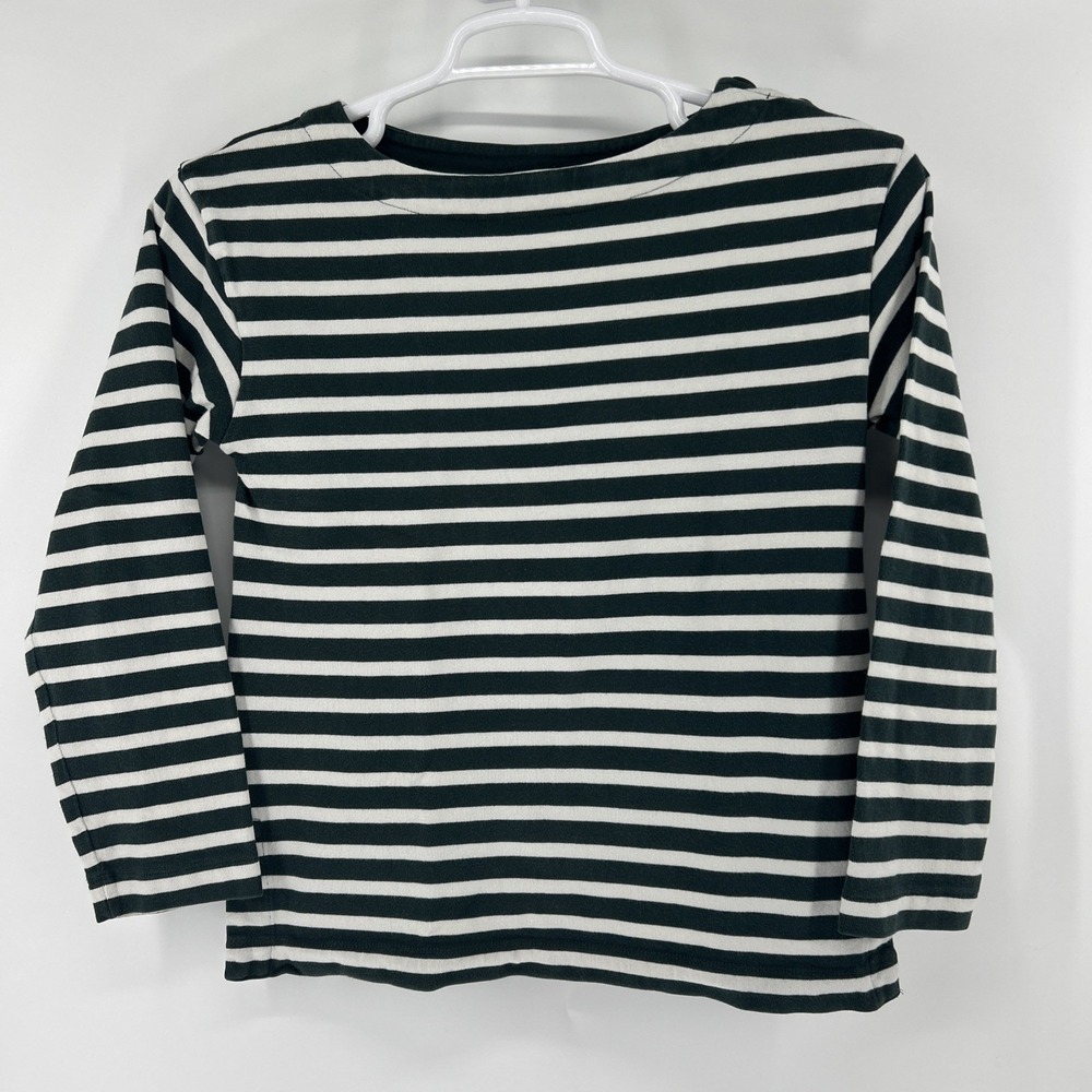 Boden Breton Green Striped Top Women's XS Cotton Pullover Shirt Buttons Nautical
